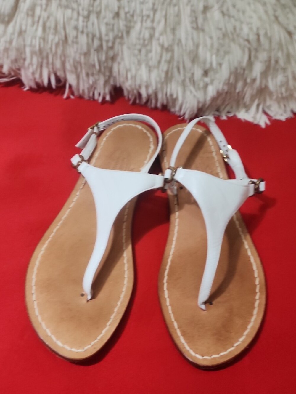 Moda Positano White Leather T-Strap Sandals - Classic Summer Style